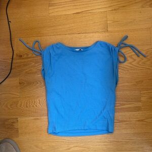 Zara Blue Ribbed Tank Top with Bows
